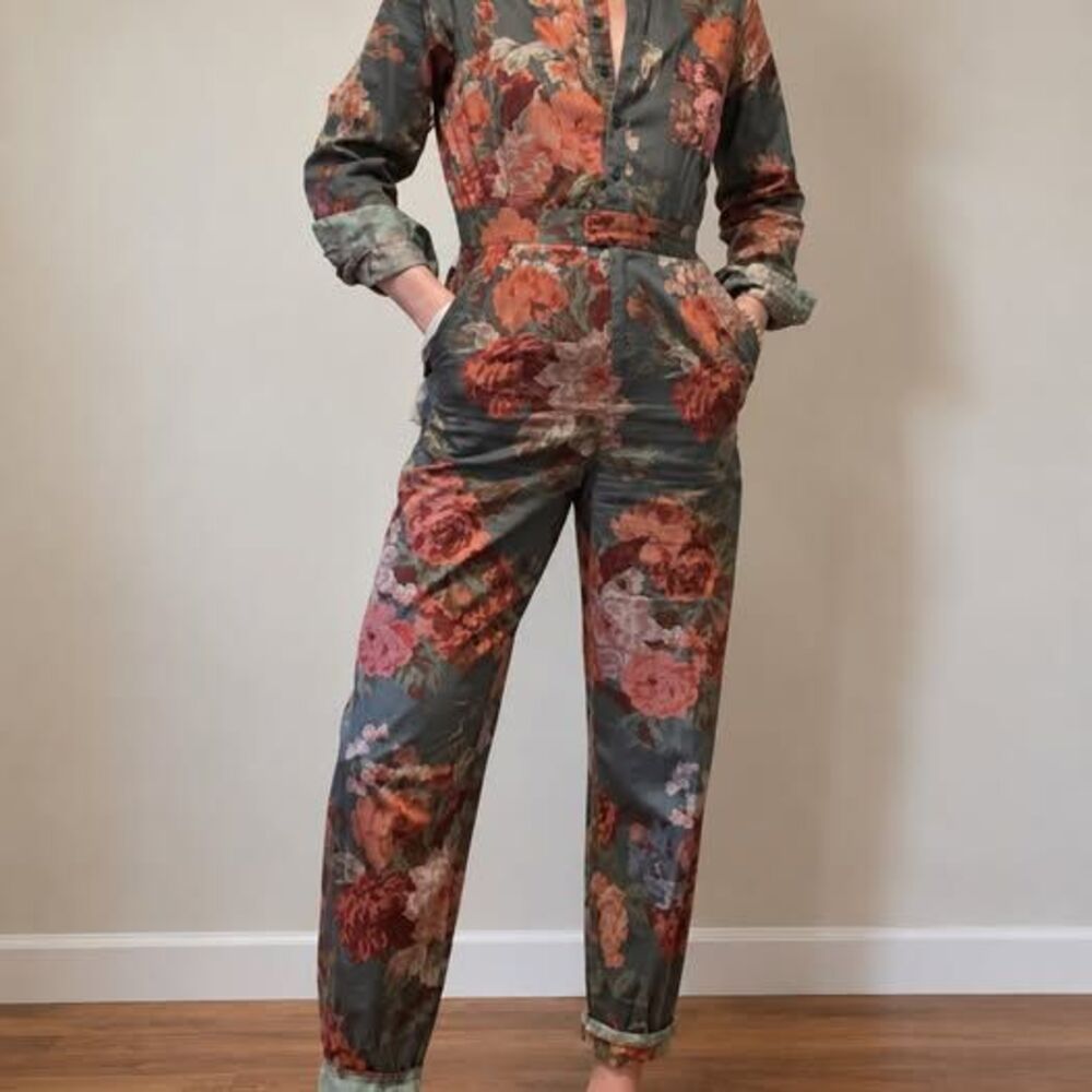 Anthropologie Fiona Floral Utility Jumpsuit Coveralls Size 6
